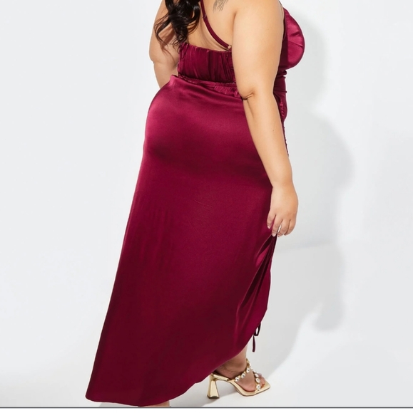 Ashley Stewart Stunning Satin Slip cowl neck dress. Wine color. Size 22/24 - Picture 5 of 12